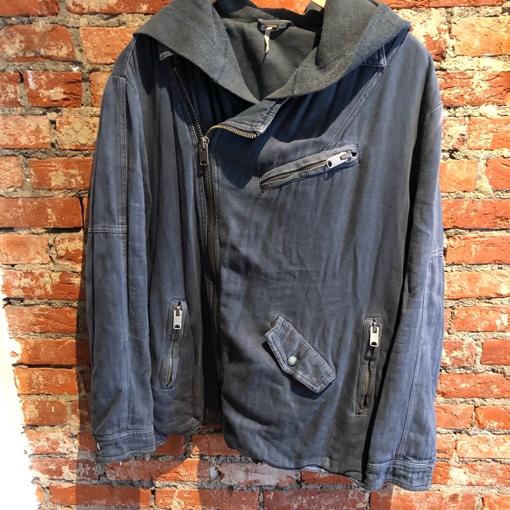 Free people cotton oversized moto jacket